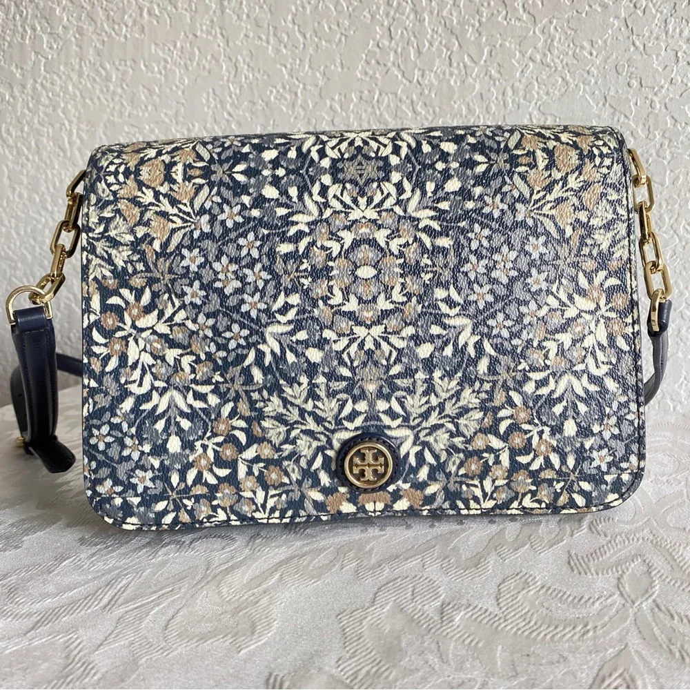 Tory Burch floral print flap crossbody bag